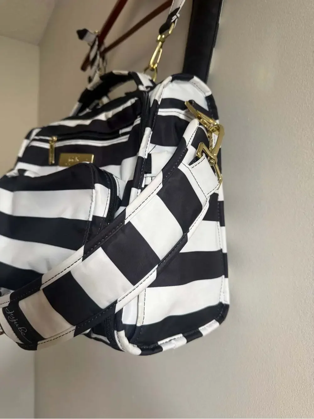 JuJuBe B.F.F. The First Lady Convertible Diaper Bag Black White Gold Luxury Baby